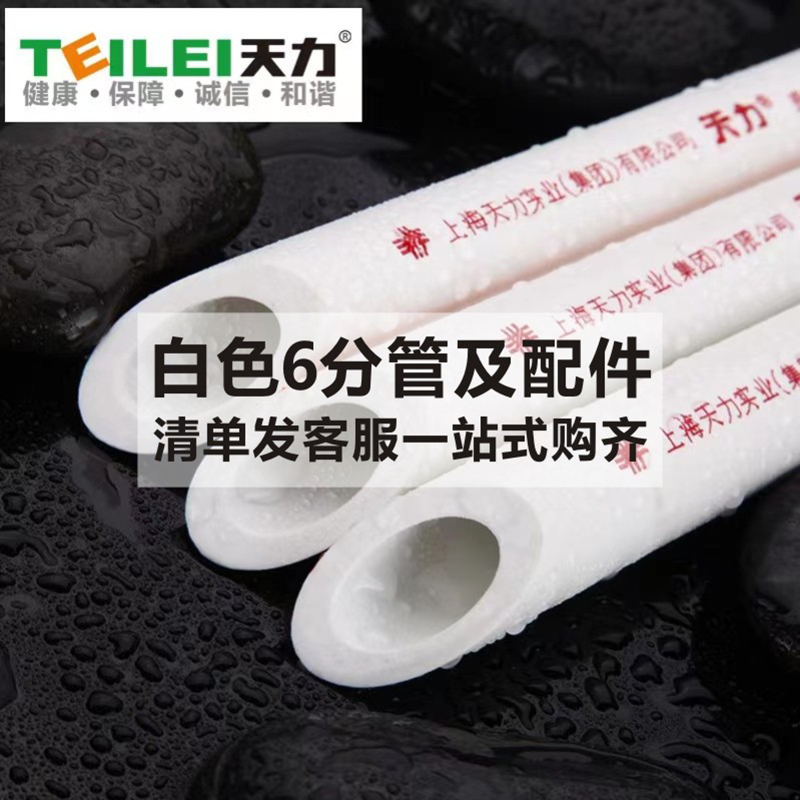 天力管ppr水管管材配件白色冷热水管6分dn25 壁厚4.2水管配件多选