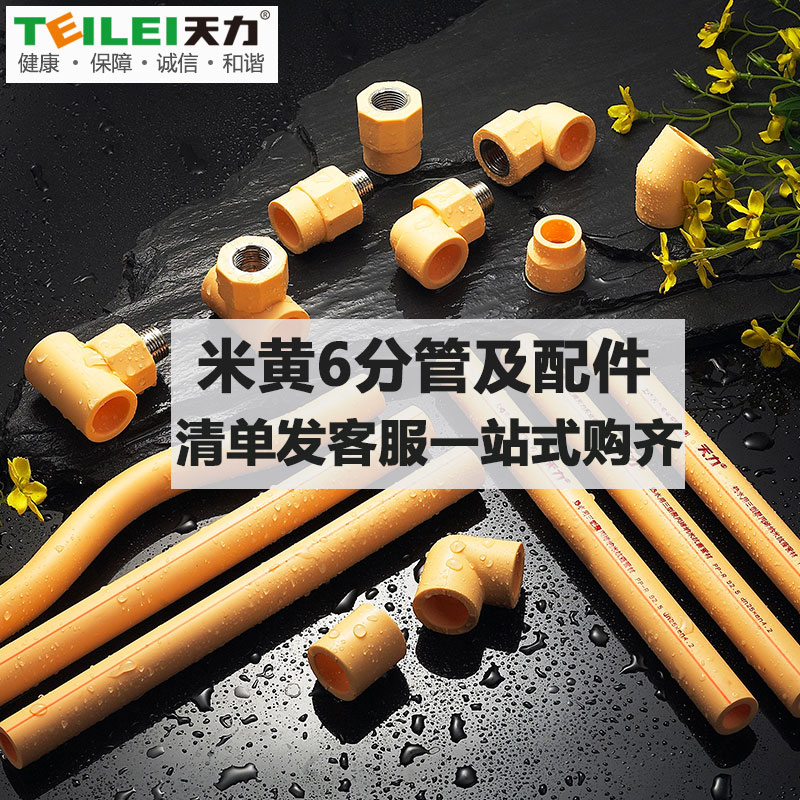 天力ppr水管管材配件米黄色冷热水管6分dn25 壁厚4.2水管配件多选