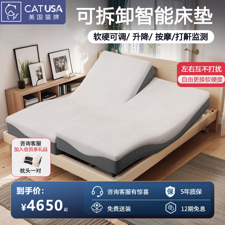 CATUSA电动智能床可拆式自动升降多功能防打呼噜助眠哄睡床垫